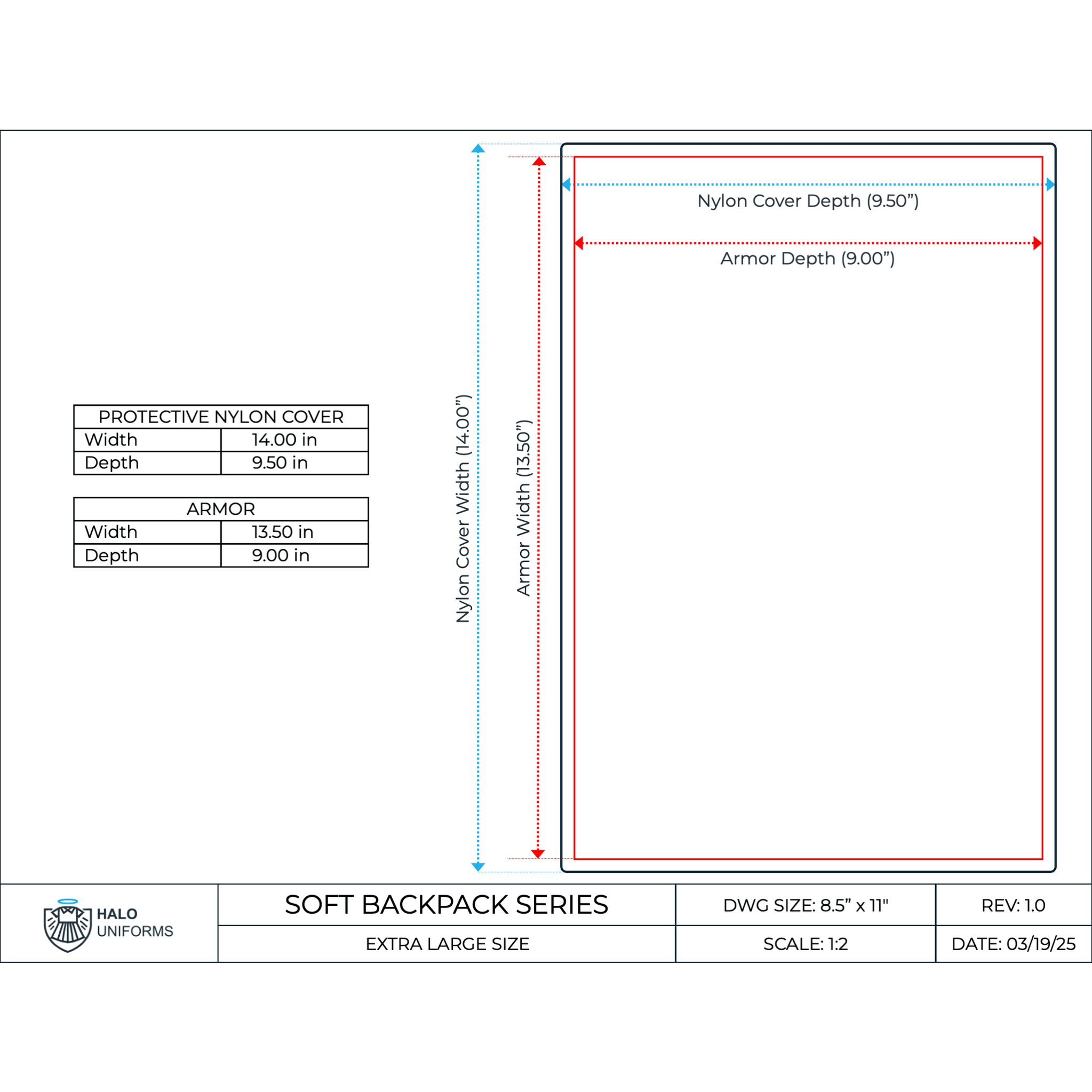 Extra Large Bulletproof Backpack Armor (14.0