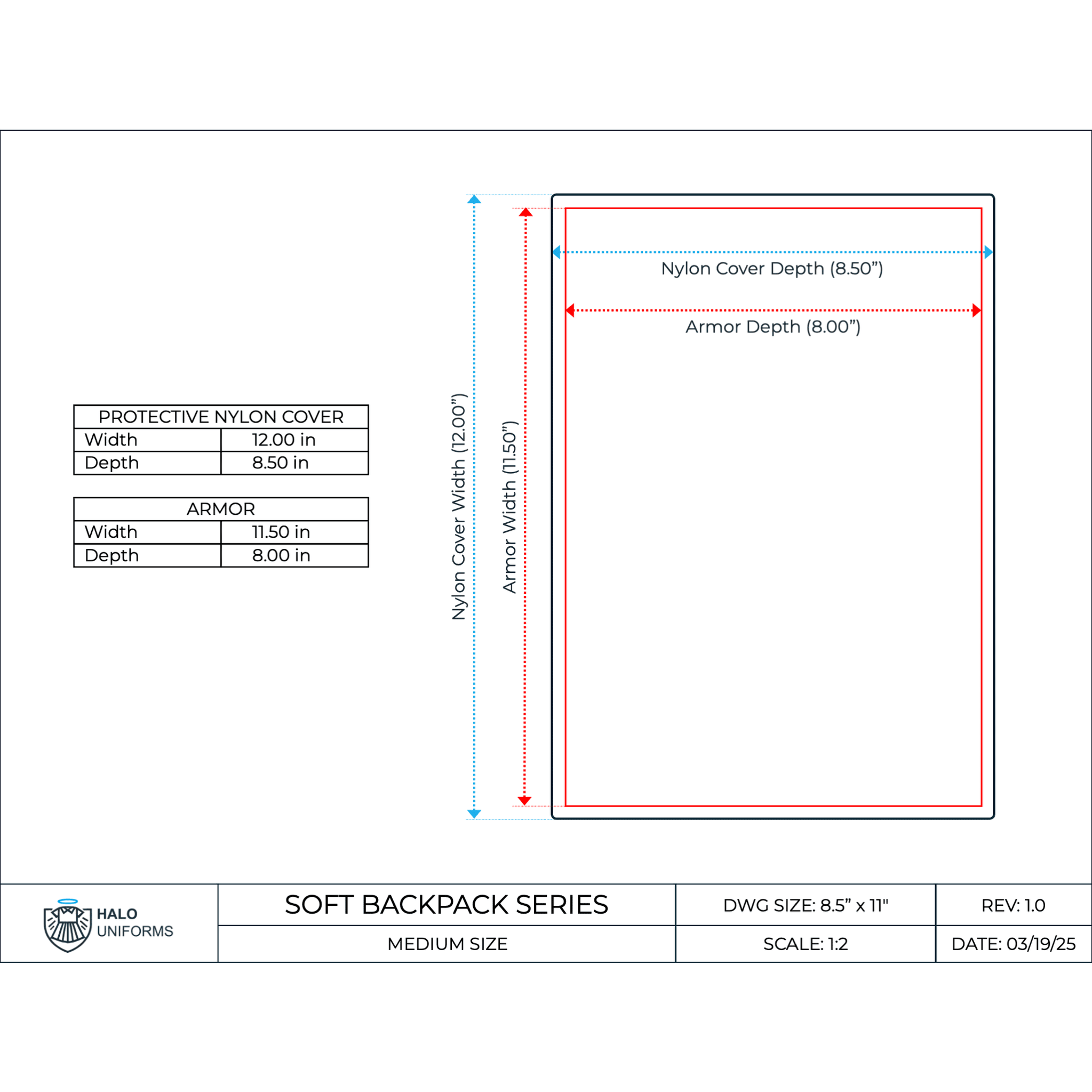 Medium Bulletproof Backpack Armor (12.0